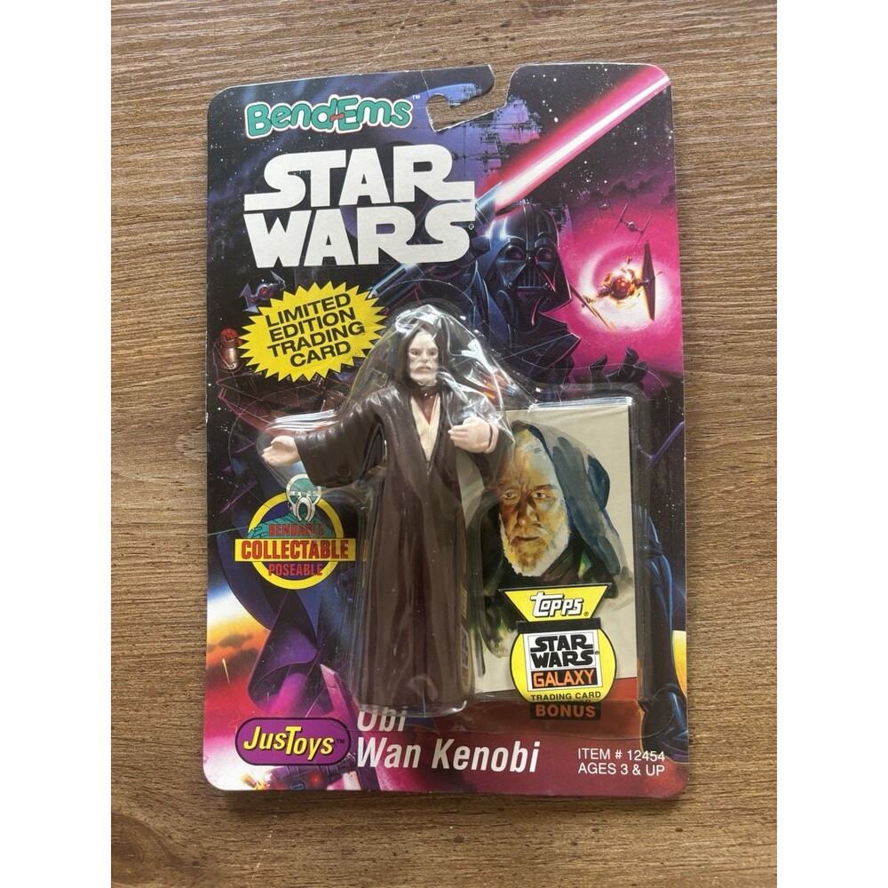 1993 Just Toys Bend-Ems Star Wars Obi-Wan Kenobi w/ Topps Card Sealed